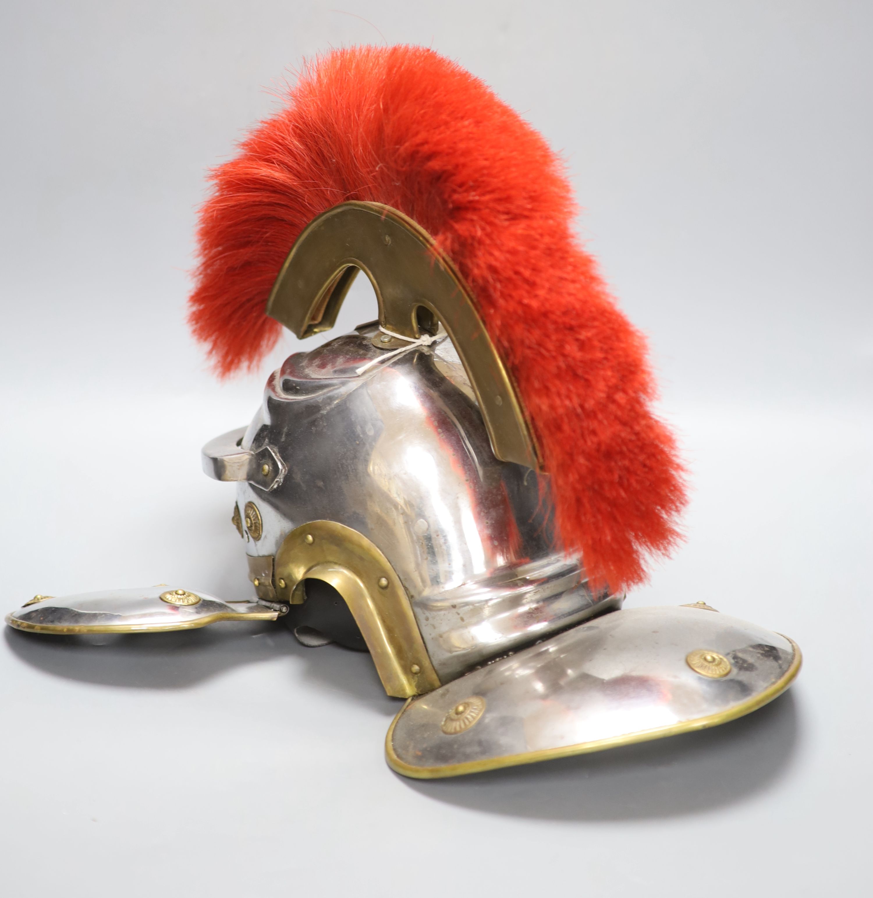 A replica Roman Centurion helmet